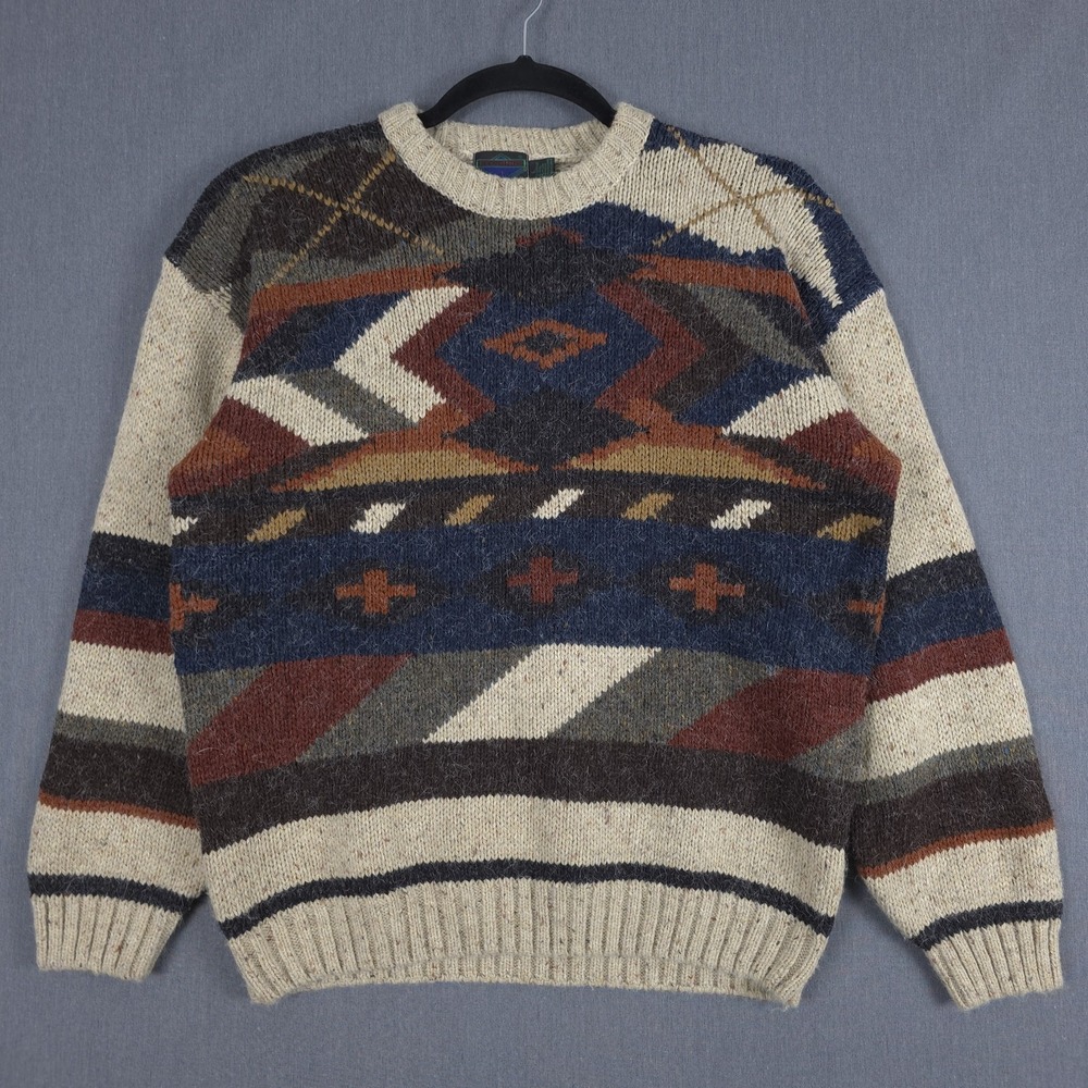 Vintage Etchings Sweater Mens Large Acrylic Wool Blend Pullover Grandpa‎ Cosby